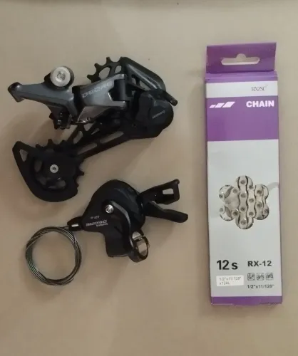 Trocador e câmbio Shimano Deore 12v e corrente ZSC-12v 