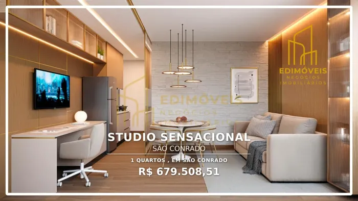 Invista em qualidade de vida: Studio em São Conrado, perto da Praia de Itaparica!