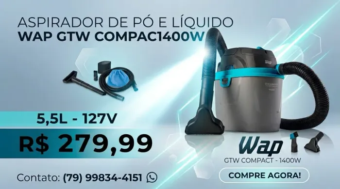 Aspirador de pó e liquido Wap 1400w
