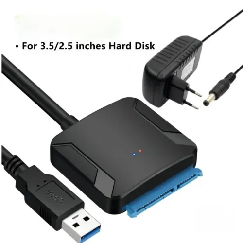 Cabo Sata para USB para HD de 3,5" ou 2,5" ou SSD Sata com carregador incluso (Novo)