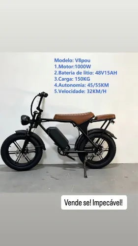 Bicicleta Elétrica V8POU - 1000 W - LACRADA NA CAIXA 
