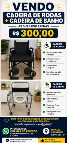 Cadeira de rodas e cadeira de banho