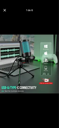 Microfone Gamer Condensador Fifine A2, USB RGB NOVO