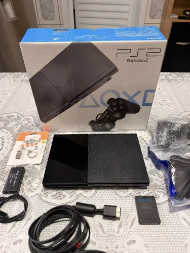 Playstation 2 Slim na Caixa + 2 Controles + HDMI+ Memory Card