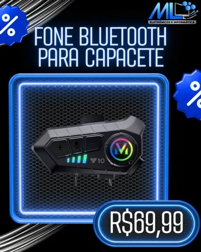 Fome Bluetooth para Capacete V10 I Intercomunicador para Moto