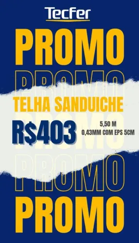Telha Sanduíche Peças Limitadas Isopor de 5 cm