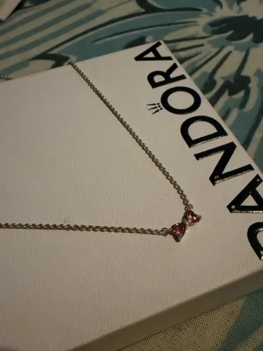 Colar Pandora Laço Coração Rosa Original