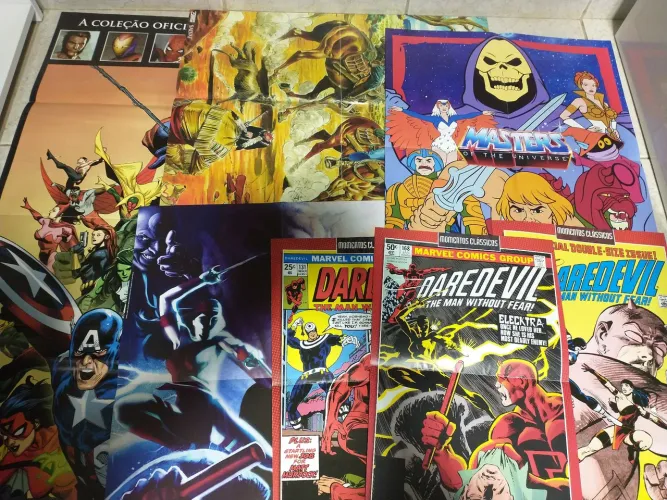 9 Pôsters: Vingadores, Demolidor, Heman, Tex, Assassin's Creed e Playstation