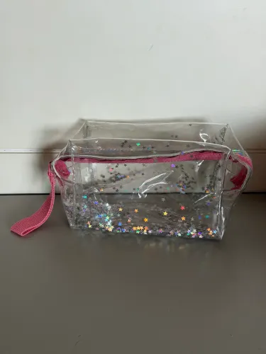 Necessaire transparente com glitter