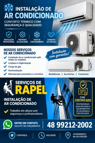 Instalação, manutenção, higienização e serviços especializados em ar-condicionado.