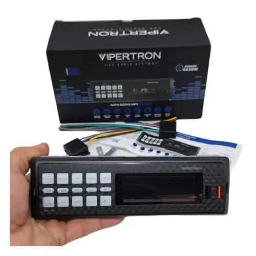Rádio Automotivo MP3 Bluetooth FM USB Display LCD Universal 4x30W Equalizador RCA Vipertro