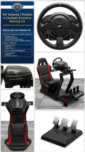 Kit completo: Volante e Pedais Thrustmaster 300RS GT Edition e Cockpit Extreme Racing V2