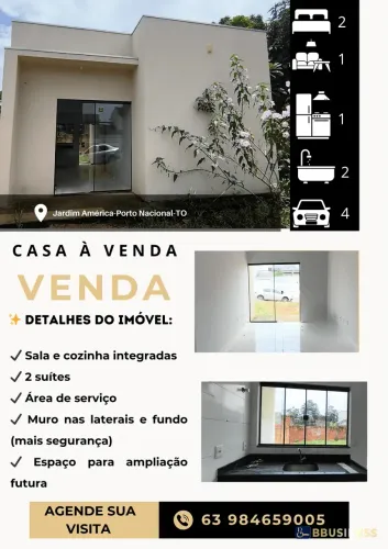Casa à venda com 2 suítes - Jardim America, Porto Nacional, TO