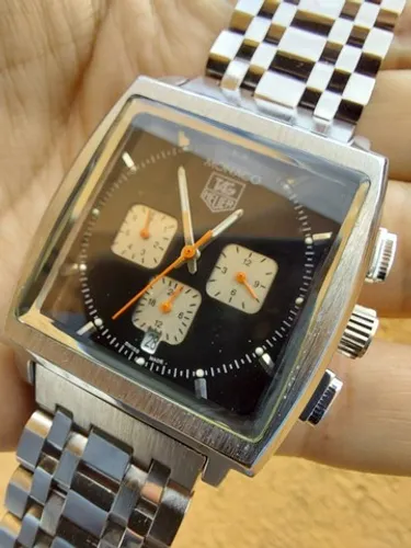 Relogio Tag Monaco Steve McQueen Preto Prata Automatico 40mm