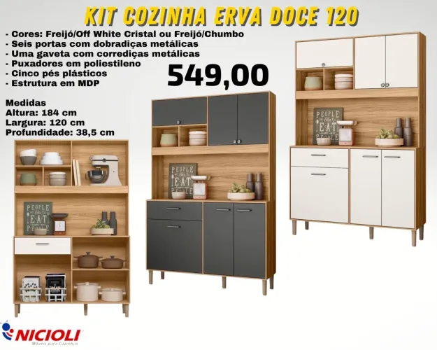 Armário de cozinha 6 portas promoção black  - FRETE GRÁTIS 