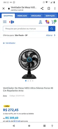 ventilador de mesa Arno Xtreme breeze silencioso potente vb50 50cm 110v