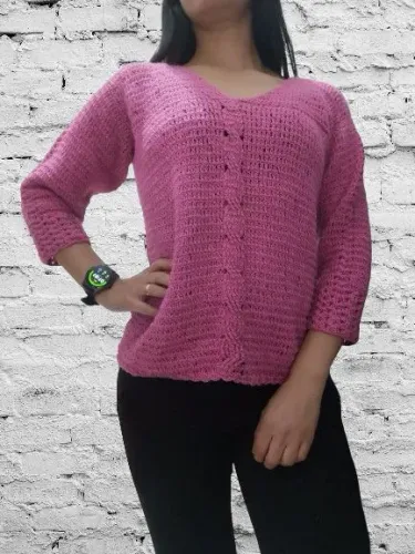 Blusa 3/4 de tricô