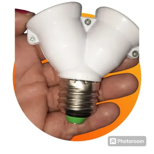 Bocal Soquete Adaptador Tipo Y Duplo Duas Lampadas E27 kit com 2 peças