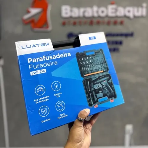 furadeira Parafusadeira Sem Fio 12V Luatek LWJ-214 com Maleta e 2 Baterias