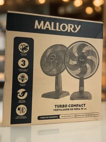 Ventilador de Mesa Mallory 30cm Turbo Compact Preto an5