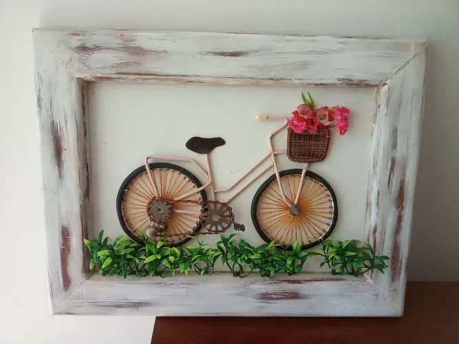 Quadro Decorativo Bicicleta com Flores