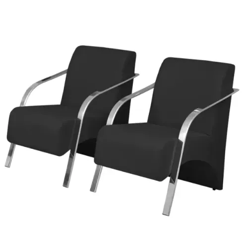 Kit 2 Poltronas Decorativas 1 Lugar Vênus Braço Pé Alumínio DSalla Tecido Sintético 