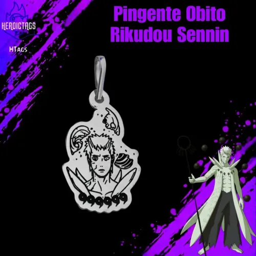 Pingente de Prata Obito Rikudou Sennin - Naruto Shippuden