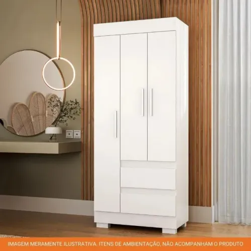 "Praticidade e Estilo: Guarda-Roupa Solteiro 3 Portas com Espelho e 2 Gavetas"