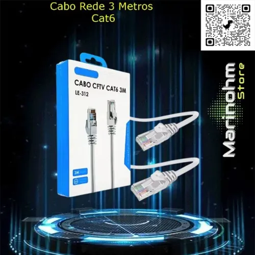 Cabo Rede 3 metros Cat6 Internet Rj-45 3m Cftv