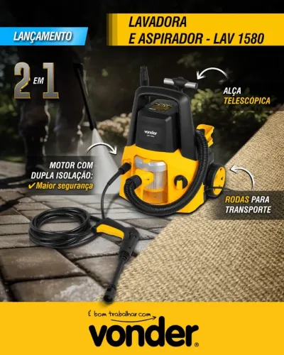 Lavadora De Pressão e Aspirador 2 Em 1 LAV 1580 Com Acessórios Vonder - Parcela em 10x