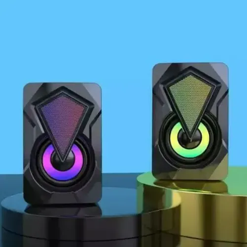 KIT CAIXA DE SOM COM LUZ RGB PARA COMPUTADOR-TV-NOTEBOOK