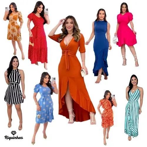 Kit 8 Vestidos Longos Femininos Atacado para Todas as Ocasiões (Solicite nosso catálogo)
