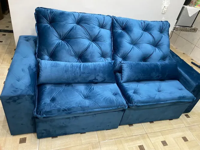 Sofá de Retrátil Azul - Conforto e Estilo!