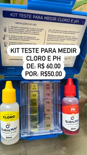 Kit Teste para Medir Cloro e pH da Piscina