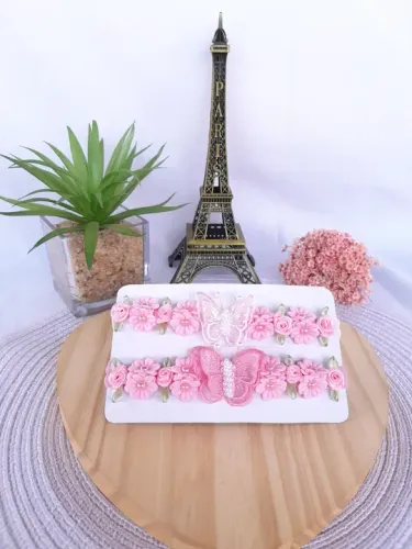 FAIXINHA DE FLORES e BORBOLETAS ROSA UNIDADE !