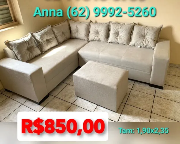Sofá de Canto com Puff - Conforto e Elegância