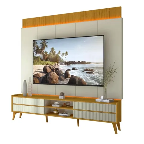 Rack + Painel Magno 220m  C/LED e Design  Ripado rf65