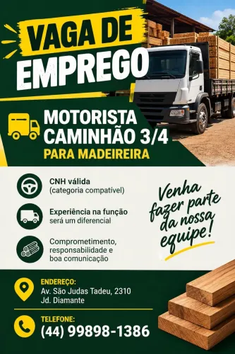 Vaga de motorista em madeireira 