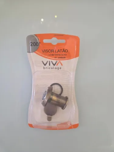 Olho Mágico Visor Latão 200° com Tapa-Olho Viva Bricolage - Novo Lacrado