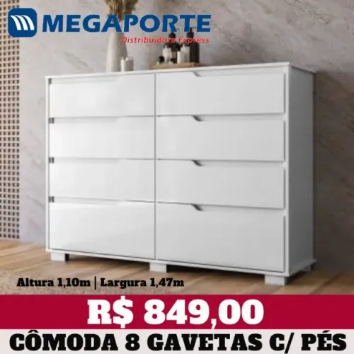 Cômoda Espaçosa 8 Gavetas (NOVO) Entrega Grátis!