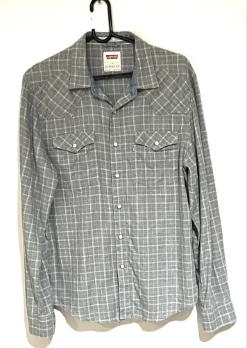 Camisa Levis xadrez masculina cinza M
