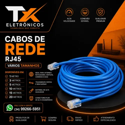 Cabo de Rede RJ45 - Vários tamanhos - Cabo de Internet Rede RJ45 - Consulte Valores