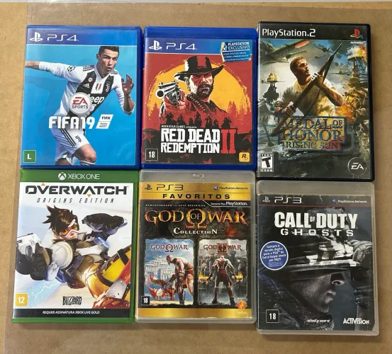 Lote com 6 Jogos Originais - PS4, PS3, PS2 e Xbox One