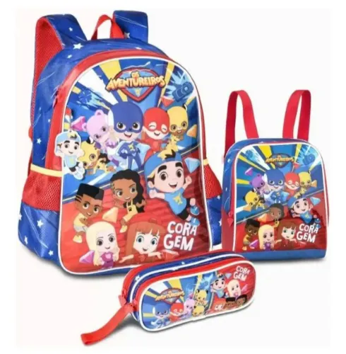 Kit Mochila infantil Costas Luccas Neto e Gi 3 peças