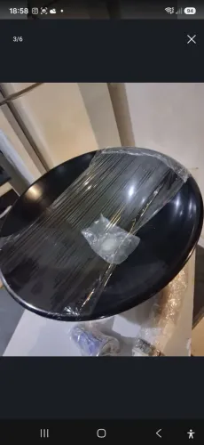 `Cuba de Sobrepor p/ Banheiro 40Cm Cerâmica Preta + Sifão + Ralo