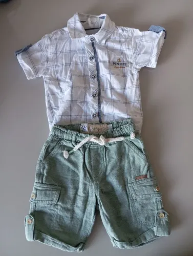 Conjunto casual infantil de short e camisa, tamanho 24 meses, marca Pinoti