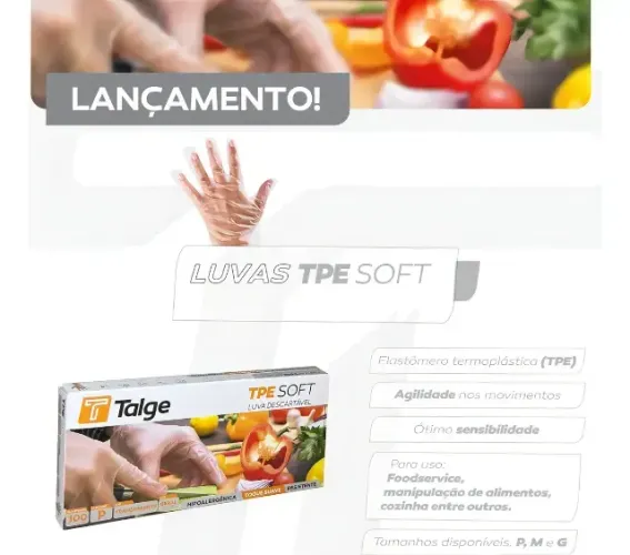 LUVA PARA ALIMENTOS - TPE - TALGE - TAMANHOS M E G