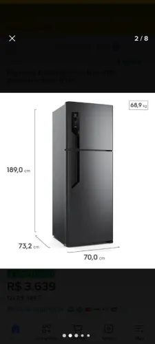 Geladeira Eletrolux Frost Free 480 L autosense