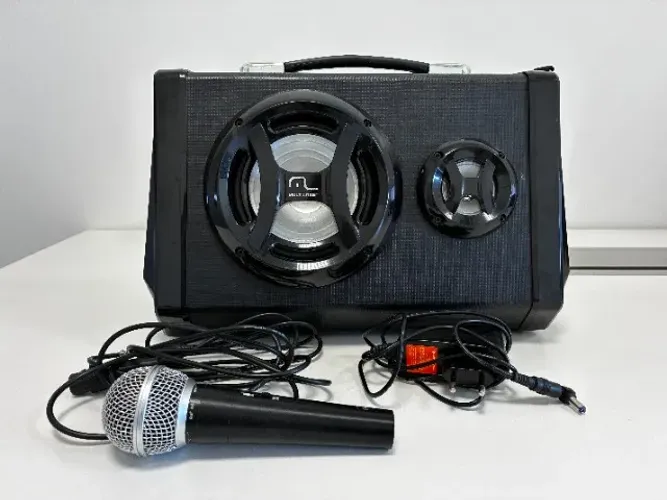 Caixa de Som Amplificada Multilaser SP217 80W RMS Bluetooth + Brinde Microfone BYZ SM58