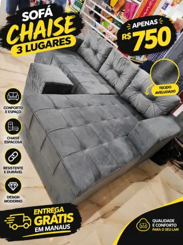 Sofá 3 lugares chaise